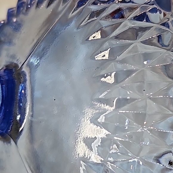 Indiana Glass Blue Diamond Point Footed Compote - Picture 4 of 11